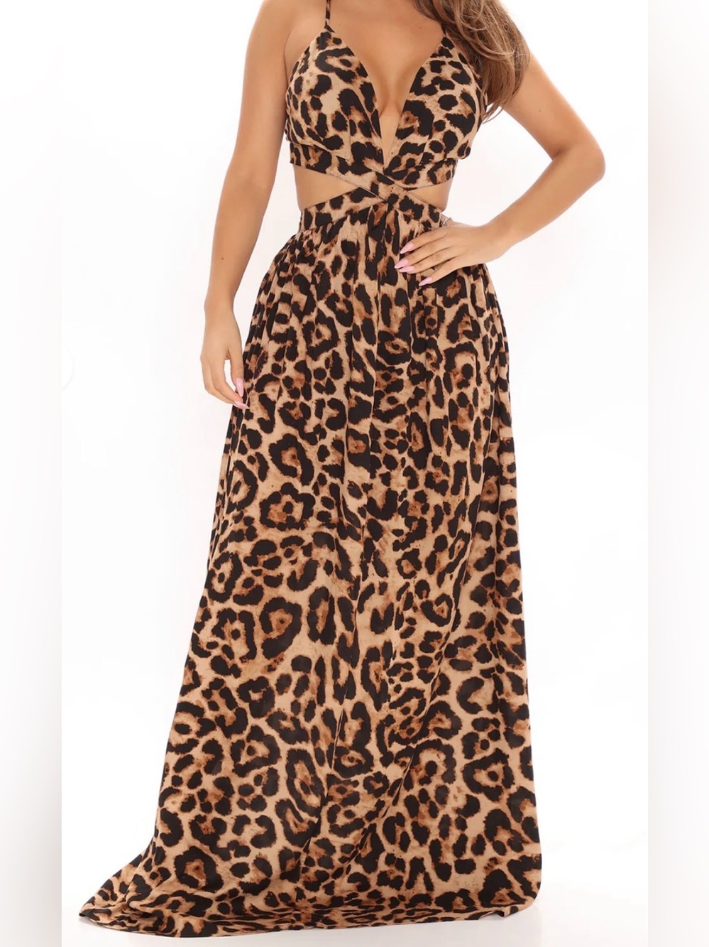 Fashion Nova Leopard Print Maxi Dress - Brown & Black